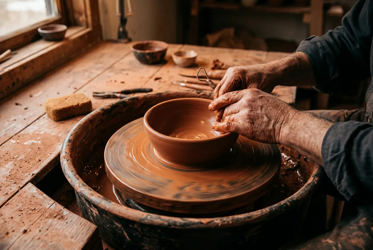 Piezas de cerámica cocidas al horno listas para esmaltar